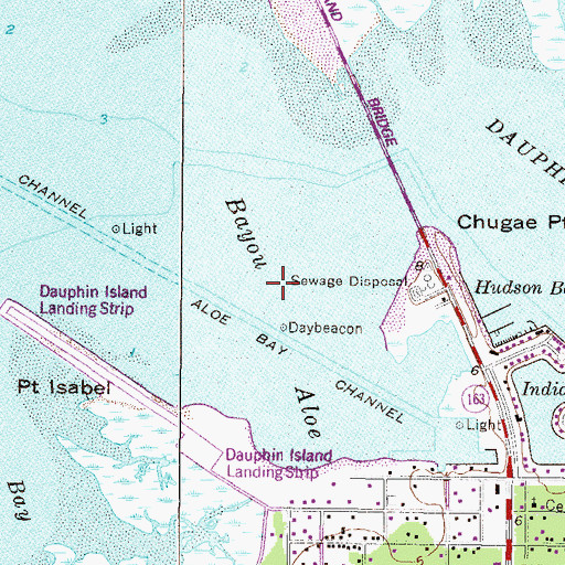 Topographic Map of Bayou Aloe, AL