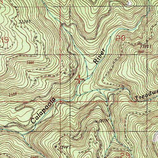 Topographic Map of Eighteen Creek, OR