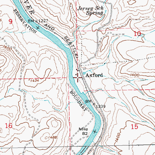 Topographic Map of Axford (historical), OR