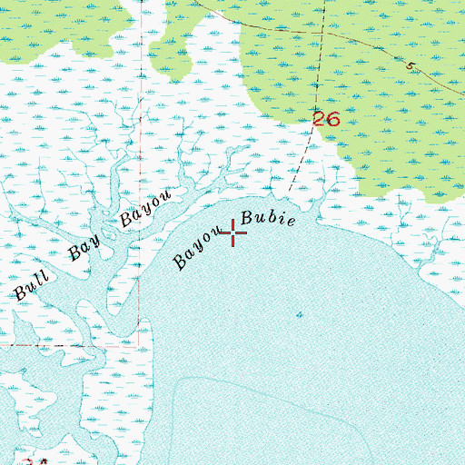 Topographic Map of Bayou Bubie, AL