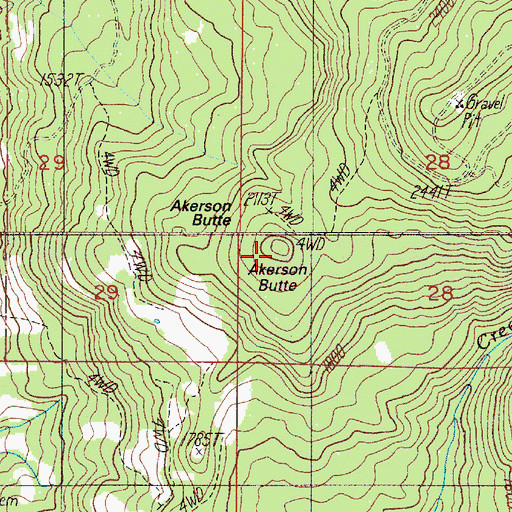 Topographic Map of Akerson Butte, OR