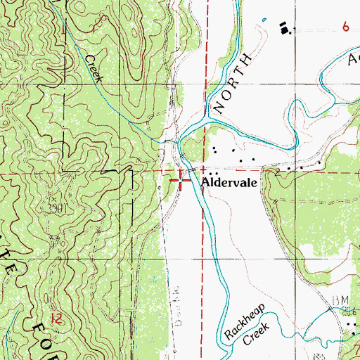 Topographic Map of Aldervale, OR