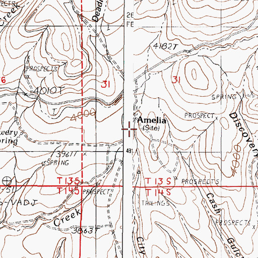 Topographic Map of Amelia (historical), OR