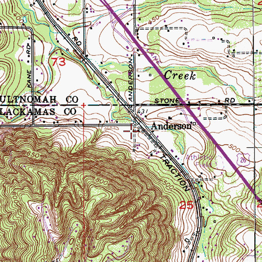 Topographic Map of Anderson (historical), OR