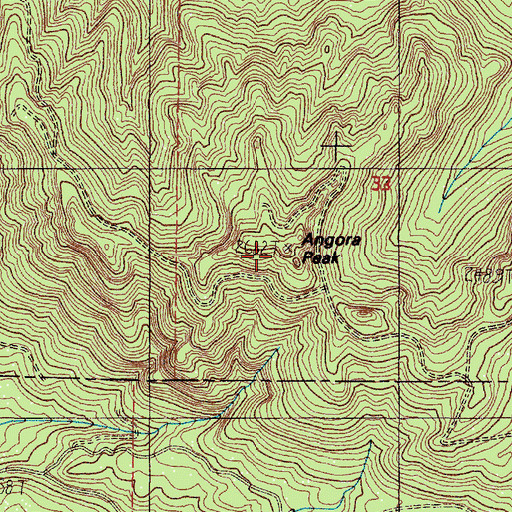 Topographic Map of Angora Peak, OR