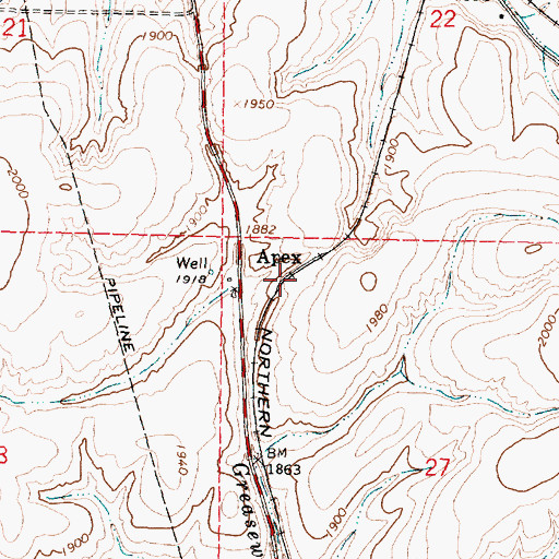 Topographic Map of Apex, OR