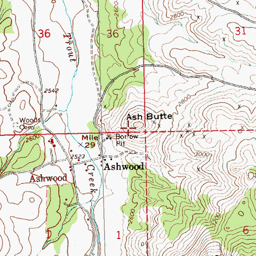 Topographic Map of Ash Butte, OR