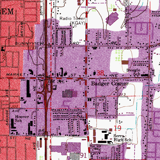 Topographic Map of Badger Corner, OR