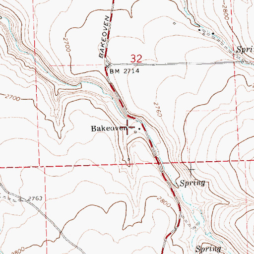Topographic Map of Bakeoven, OR