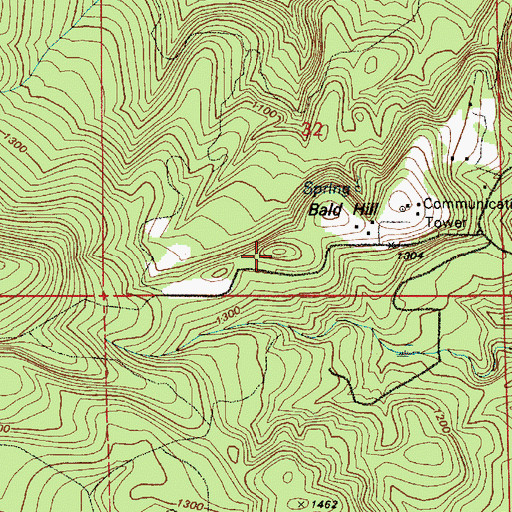 Topographic Map of Bald Hill, OR