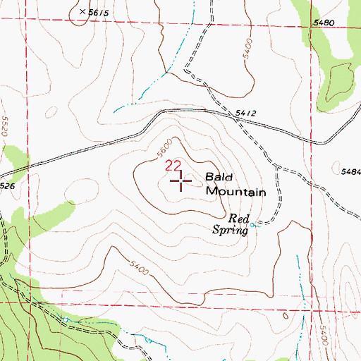 Topographic Map of Bald Mountain, OR