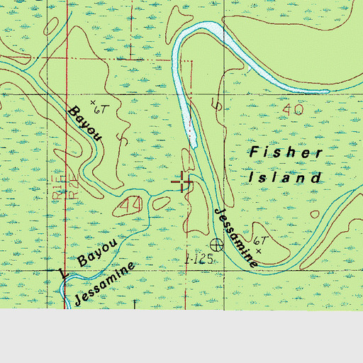 Topographic Map of Bayou Jessamine, AL