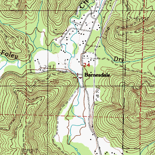 Topographic Map of Barnesdale, OR