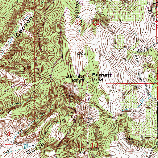 Topographic Map of Barnett Knoll, OR