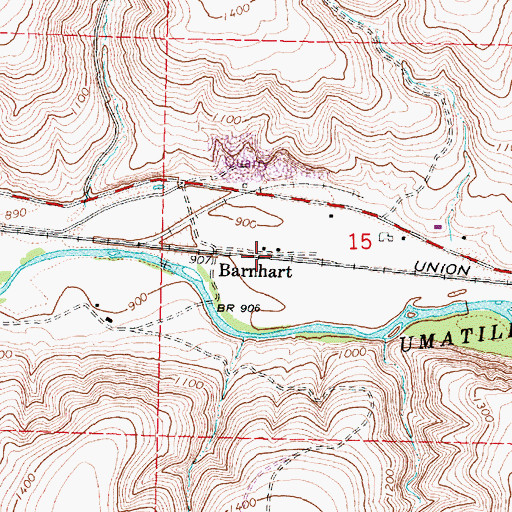 Topographic Map of Barnhart, OR