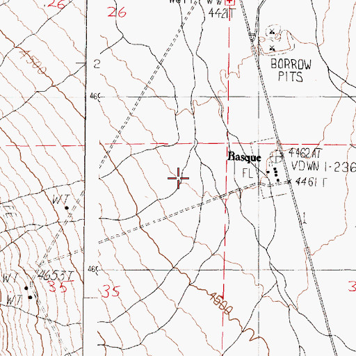 Topographic Map of Basque, OR