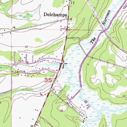 Topographic Map of Bayou Jonas, AL