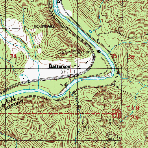 Topographic Map of Batterson, OR