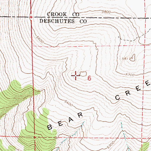Topographic Map of Bear Creek Buttes, OR