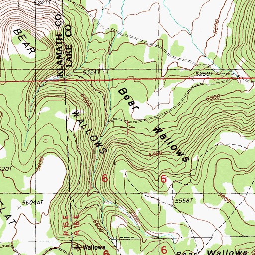 Topographic Map of Bear Wallows, OR