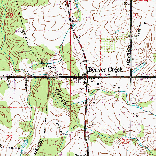 Topographic Map of Beaver Creek, OR