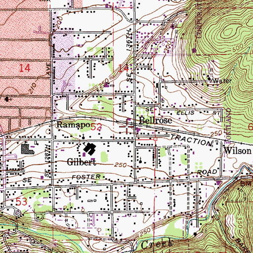 Topographic Map of Bellrose, OR