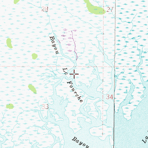 Topographic Map of Bayou la Fourche, AL