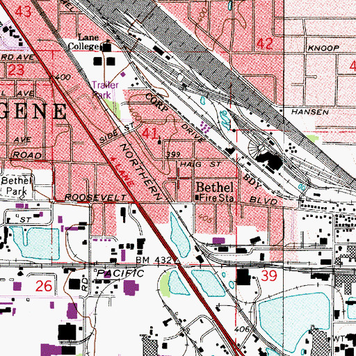 Topographic Map of Bethel, OR