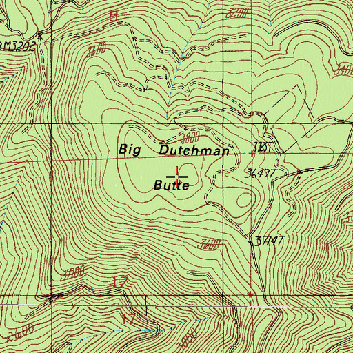 Topographic Map of Big Dutchman Butte, OR