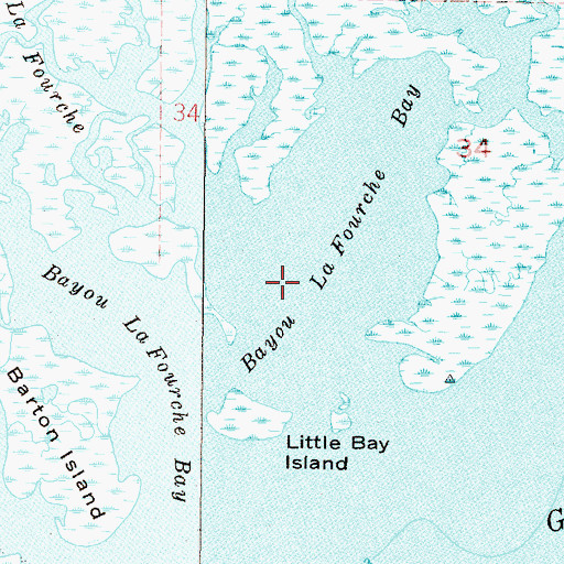 Topographic Map of Bayou La Fourche Bay, AL