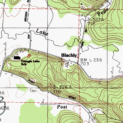 Topographic Map of Blachly, OR