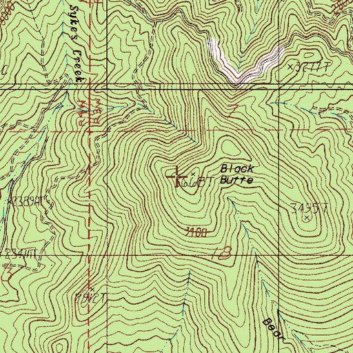 Topographic Map of Black Butte, OR