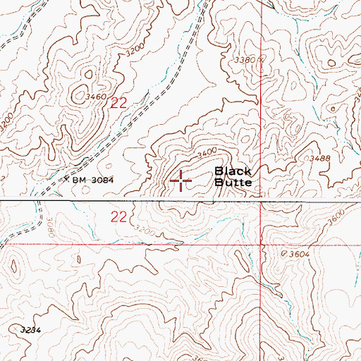 Topographic Map of Black Butte, OR