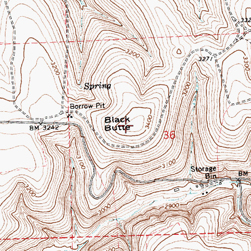 Topographic Map of Black Butte, OR