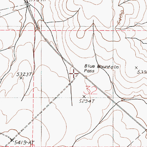 Topographic Map of Blue Mountain Pass, OR