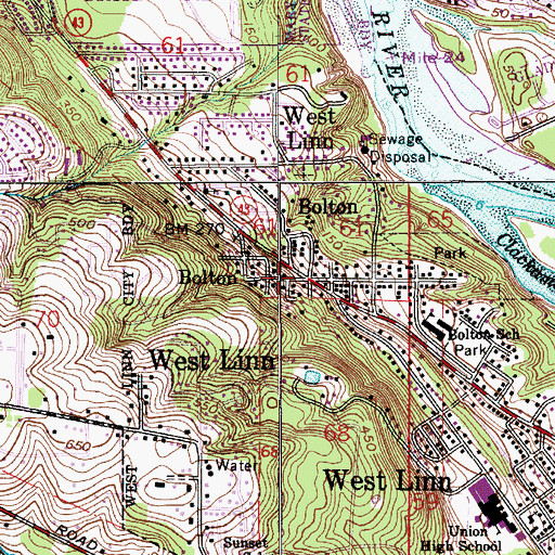 Topographic Map of Bolton, OR