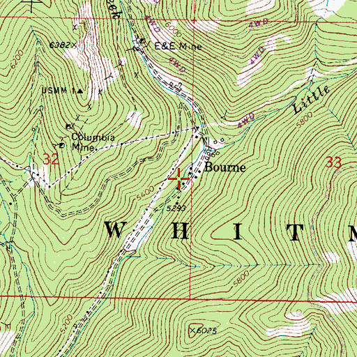 Topographic Map of Bourne, OR