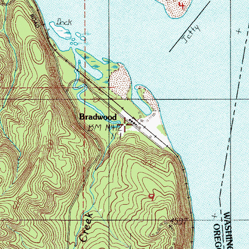Topographic Map of Bradwood, OR