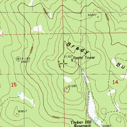 Topographic Map of Brady Butte, OR