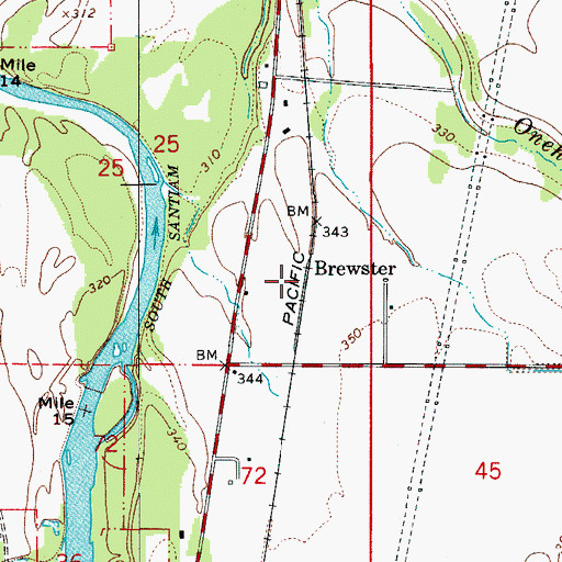 Topographic Map of Brewster (historical), OR