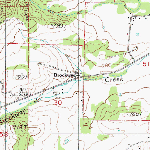 Topographic Map of Brockway, OR