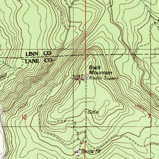 Topographic Map of Buck Mountain, OR