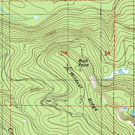 Topographic Map of Buck Point, OR