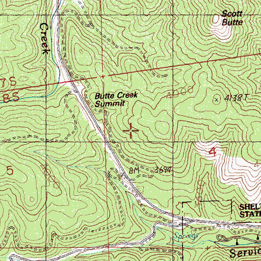Topographic Map of Butte Creek Summit, OR