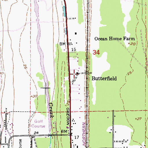 Topographic Map of Butterfield (historical), OR