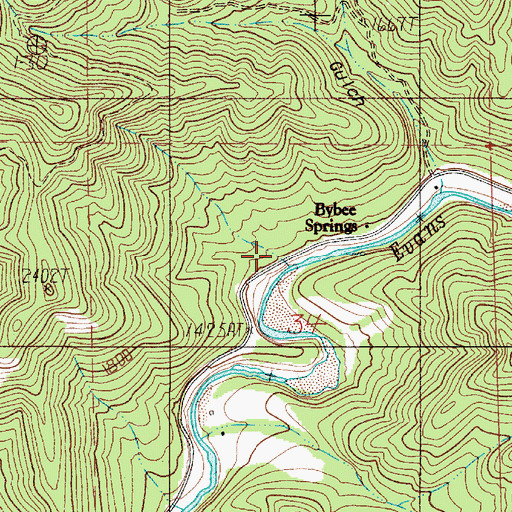 Topographic Map of Bybee Springs, OR