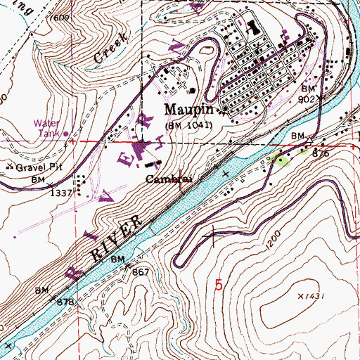 Topographic Map of Cambrai, OR