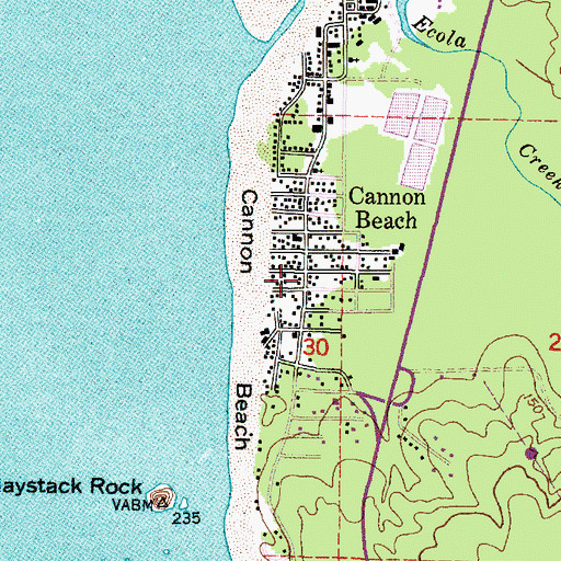 Topographic Map of Cannon Beach, OR