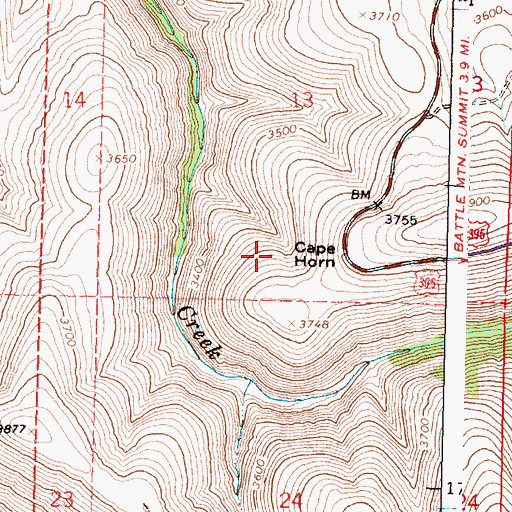 Topographic Map of Cape Horn, OR