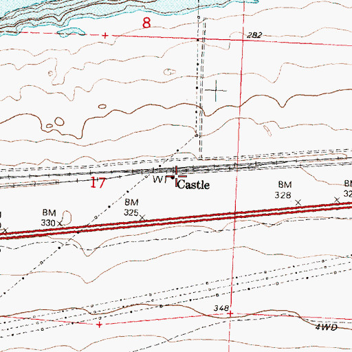 Topographic Map of Castle, OR